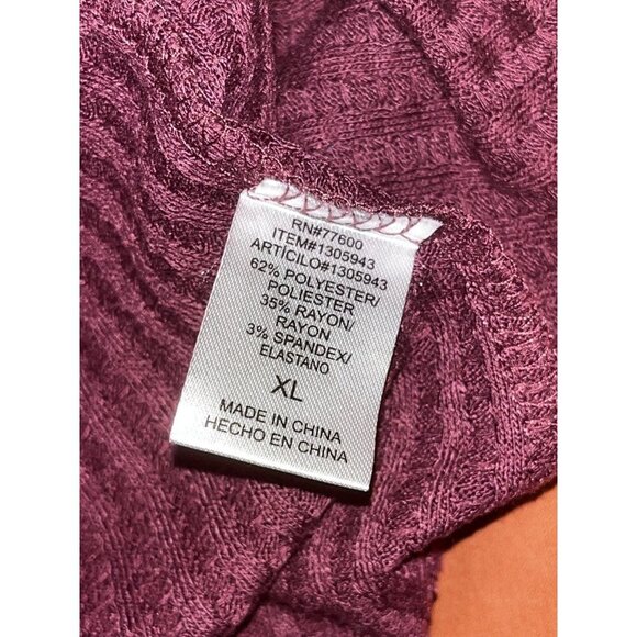 Chaser Burgundy Thermal Waffle Long-Sleeve  Women's Top Size XL - Picture 8 of 8